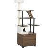 PawHut 68.5" Cat Tree with Litter Box Enclosure, 2 in 1 Cat Tower Hidden Litter Box Furniture with Scratching Posts, Brown