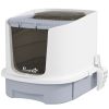 PawHut Covered Cat Litter Box with Lid, Drawer, Scoop, Top Entry, Deodorizing Bags, Odor Control, Easy to Clean, Gray