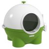 PawHut Hooded Litter Box with Lid, Scoop, Cat Box with Leaking Sand Pedal, Top Handle, 20.9" L x 20.1" W x 18.9" H, Dark Green