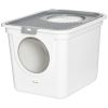 PawHut Covered Cat Litter Box, Easy Cleaning Kitty Litter Box with Front Entrance, Top Exit, Scoop, for Odor Control, White