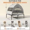PawHut Elevated Dog Bed with Removable Canopy, Portable Outside Raised Pet Cot with Cooling Pad, Storage Bag, 36" x 29.5" x 35"