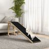 PawHut Dog Ramp Pet Ramp for Bed, Non-Slip Carpet, Top Platform, 74" x 16" x 25", Natural