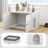 PawHut Cat Litter Box Enclosure with Barn Door, Cat Hole, 31.5" x 21" x 20", White